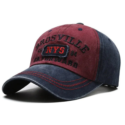 Distressed Washed Cotton Baseball Cap – Letter Embroidery Dome Hat