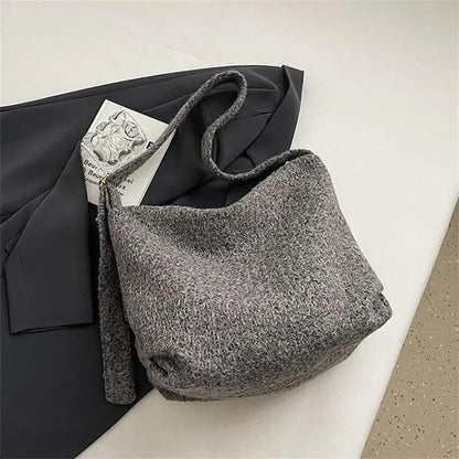Woolen Plush Hobo Tote Bag – Large Capacity Shoulder Bag