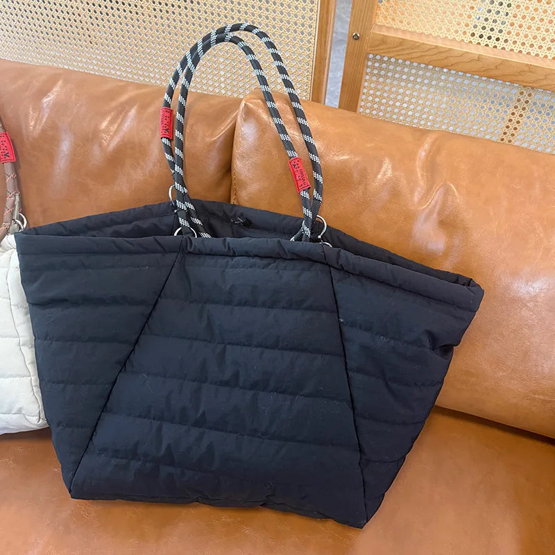Quilted Puffer Tote Bag for Women – Lightweight Travel Shoulder Bag