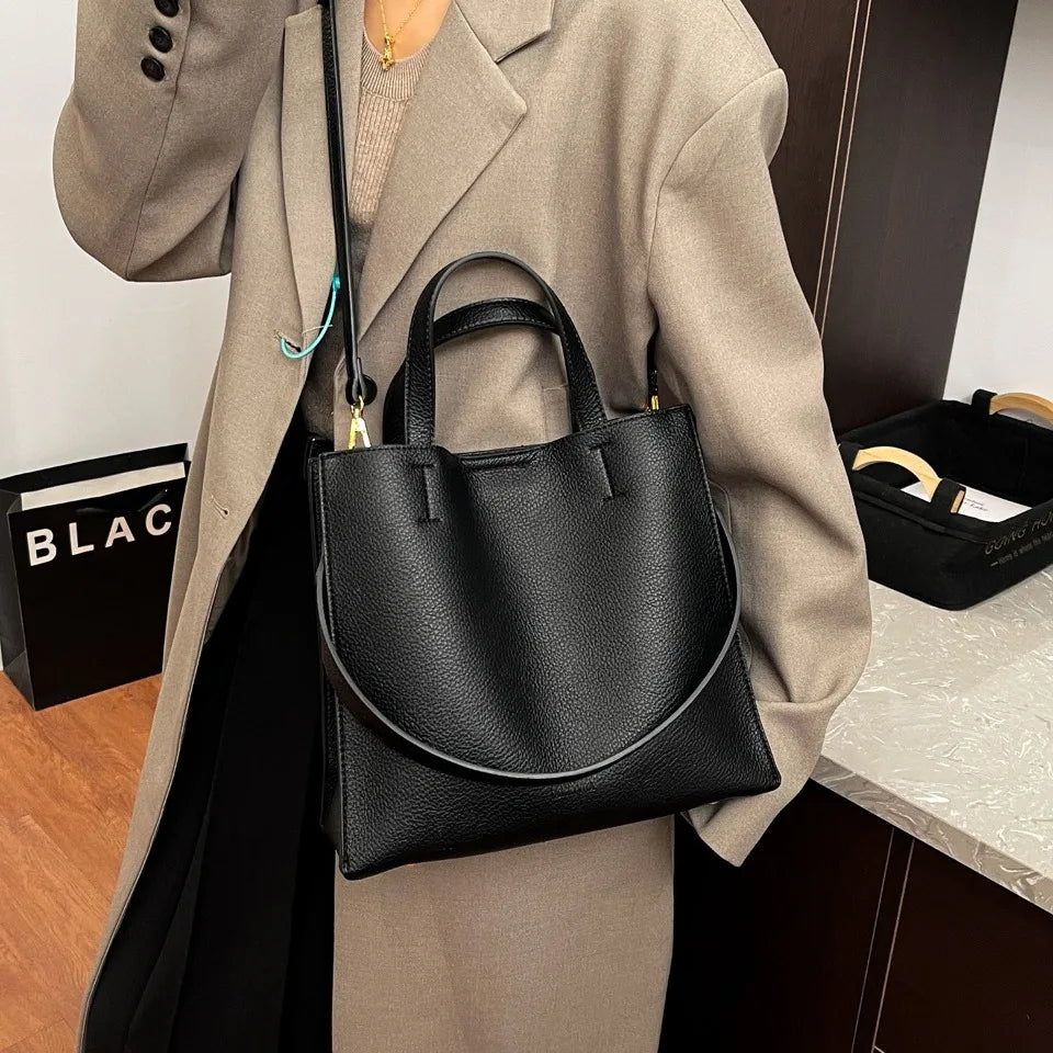 Pebbled Leather Tote Bag – Convertible Crossbody & Shoulder Bag