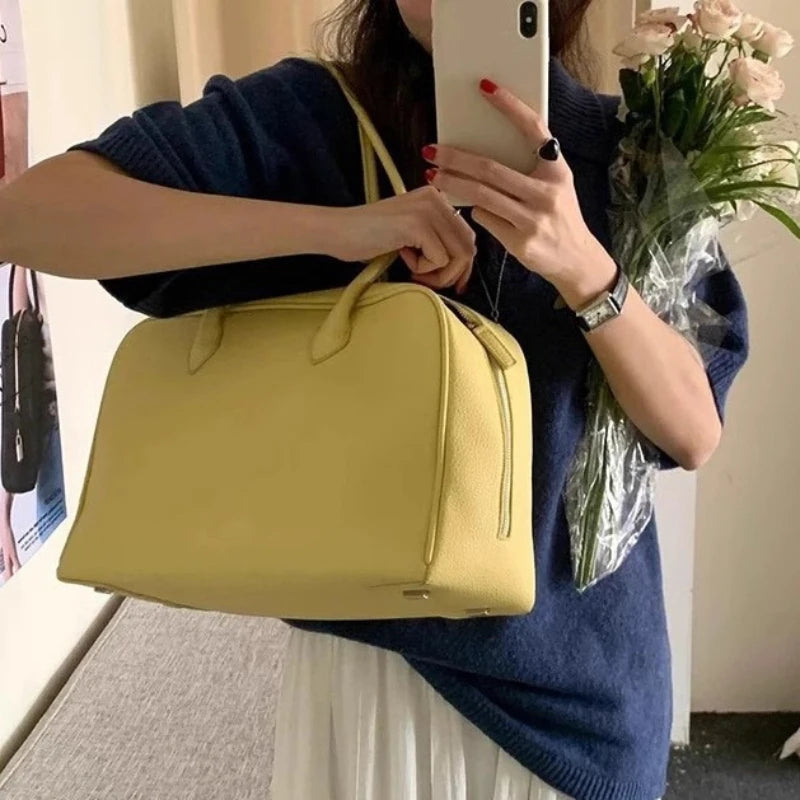 Lychee Leather Large Shoulder Bag for Women