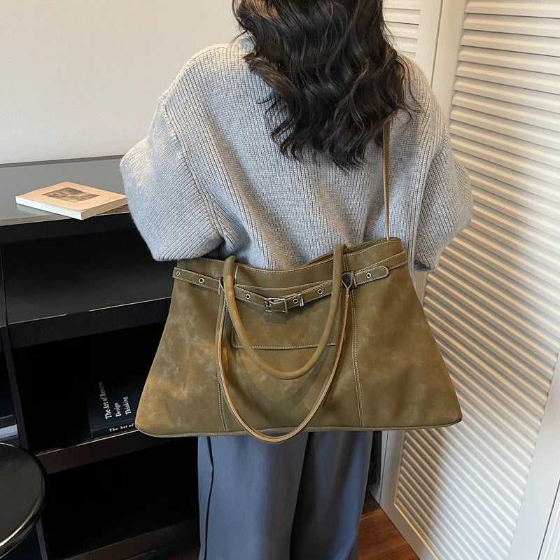 Moods Biker Style Big Shoulder Bags Women Soft Pu Leather Large Capacity Travelling Shopping Totes