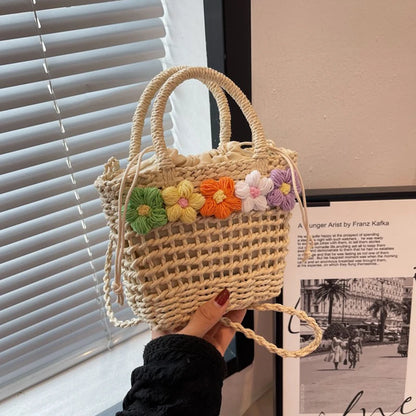 Straw Woven Shoulder Bag – Women's Summer Flower Handbag