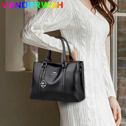 Women's Leather Tote Bag – Large Capacity Shoulder & Crossbody Handbag