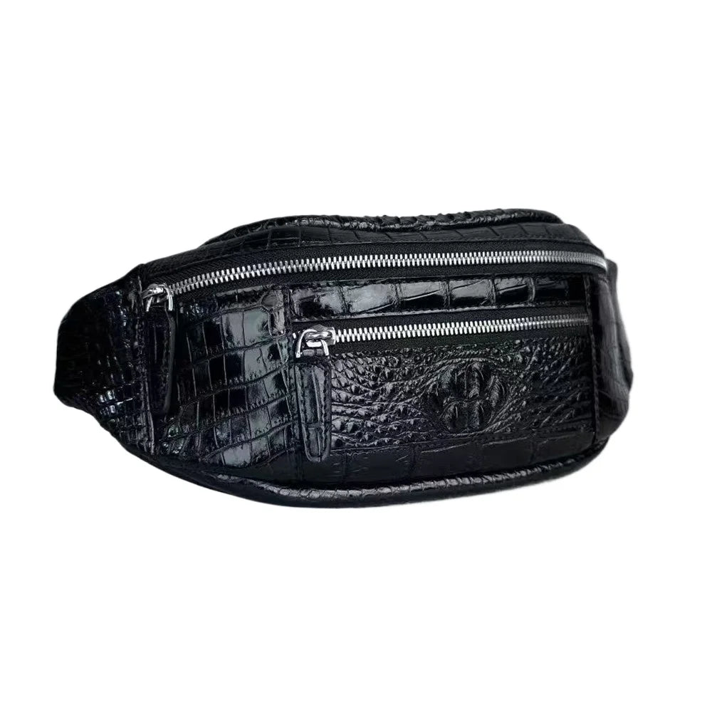 Crocodile Leather Belt Bag – Crossbody Fanny Pack for Outdoor & Sports