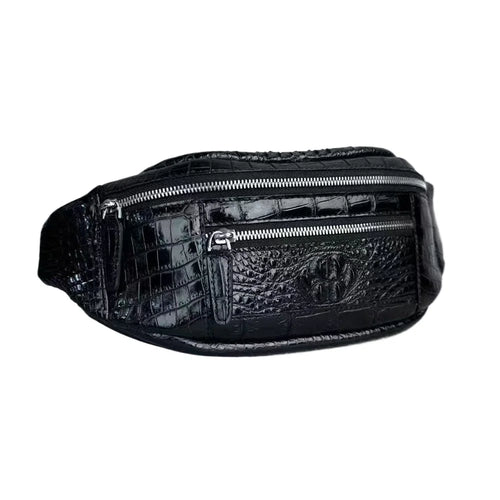 Crocodile Leather Belt Bag – Crossbody Fanny Pack for Outdoor & Sports