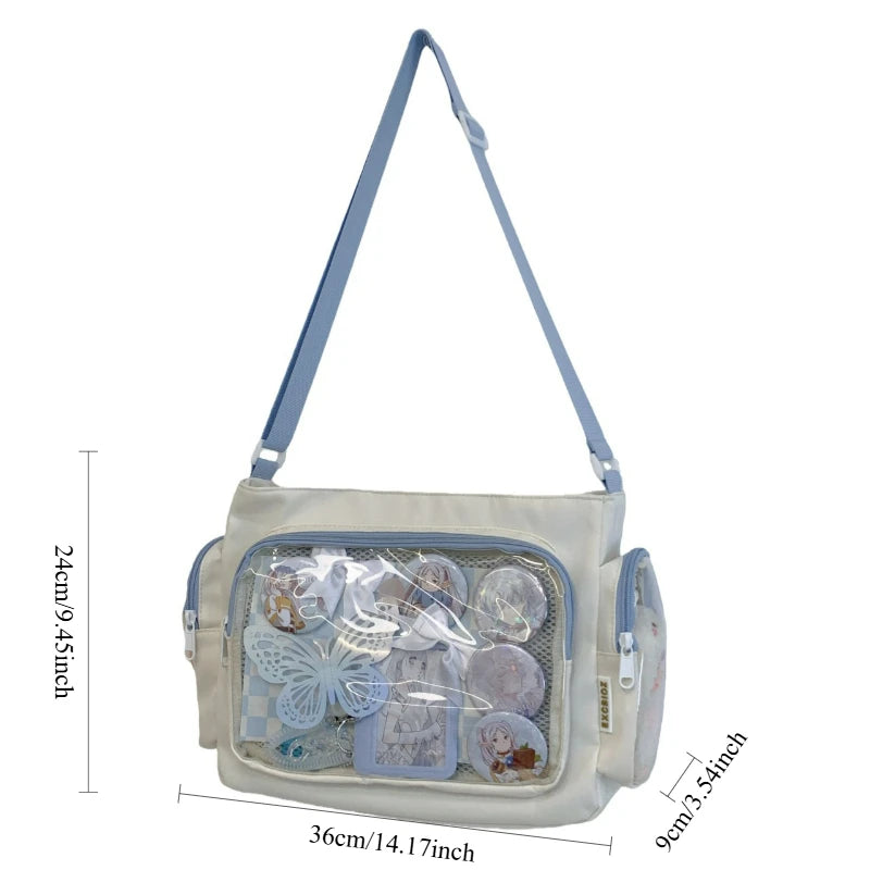 Trendy Transparent Simple Crossbody Bag Girls Large Capacity School Shoulder Comfortable Versatile
