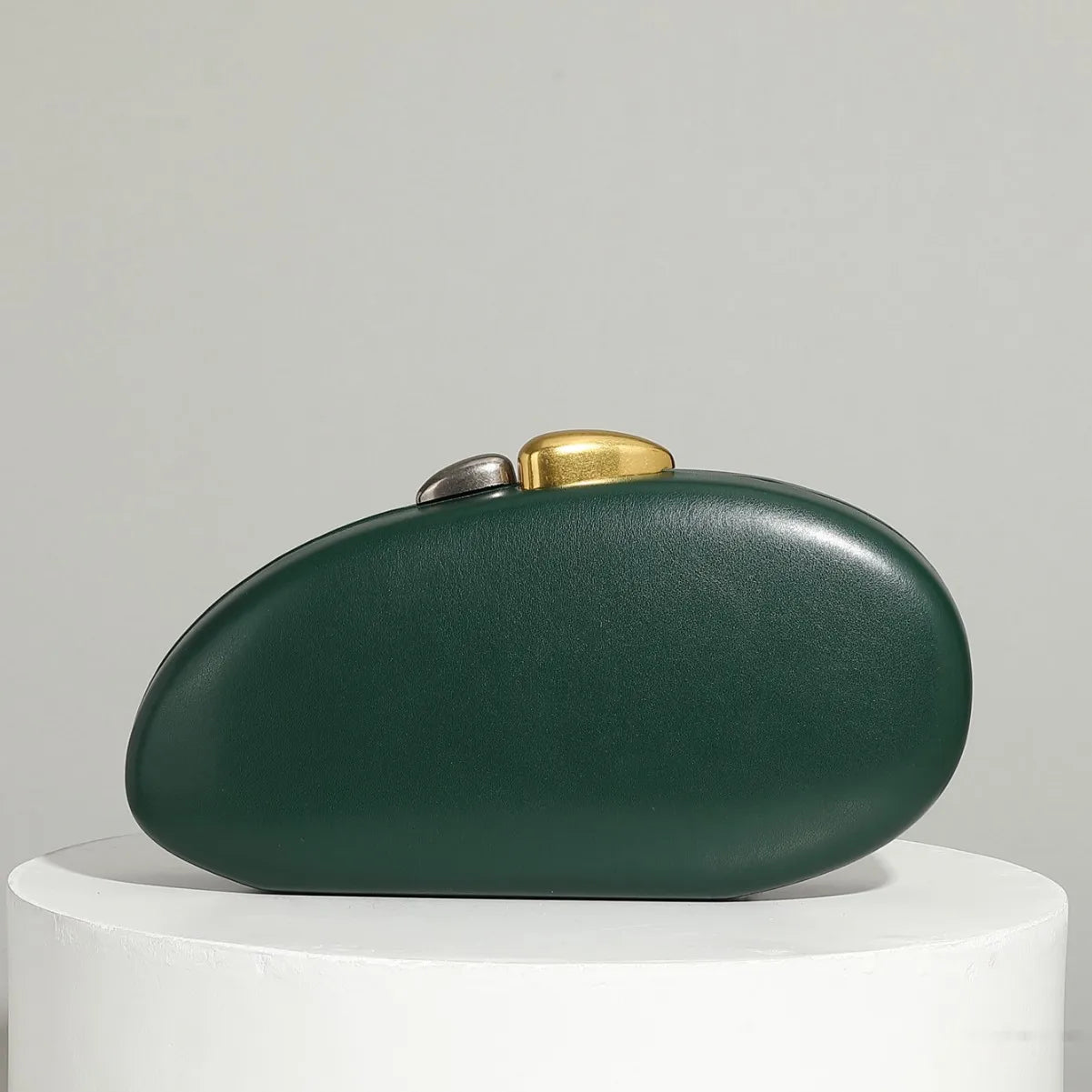 Shell Clutch Bag – Luxury PU Leather Lock Handbag with Chain Strap