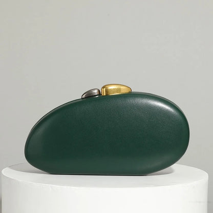 Shell Clutch Bag – Luxury PU Leather Lock Handbag with Chain Strap