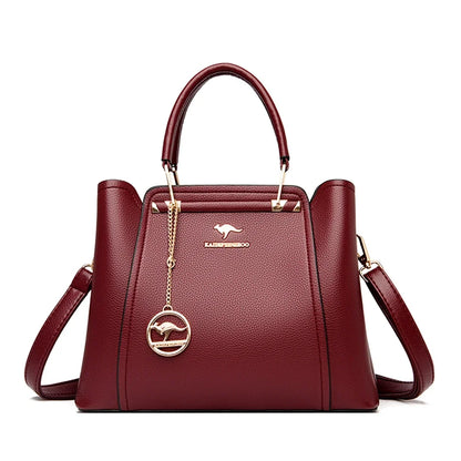 Women's Leather Crossbody Handbag – 3-Layer Shoulder Bag