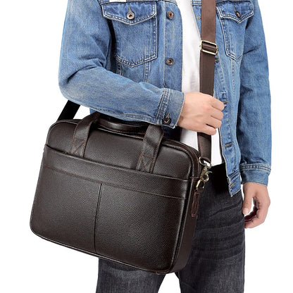 Genuine Leather Men's Briefcase – Business Laptop Bag