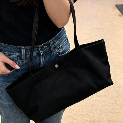 Canvas Tote Bag with Leather Straps – Large Capacity Women's Shoulder Bag