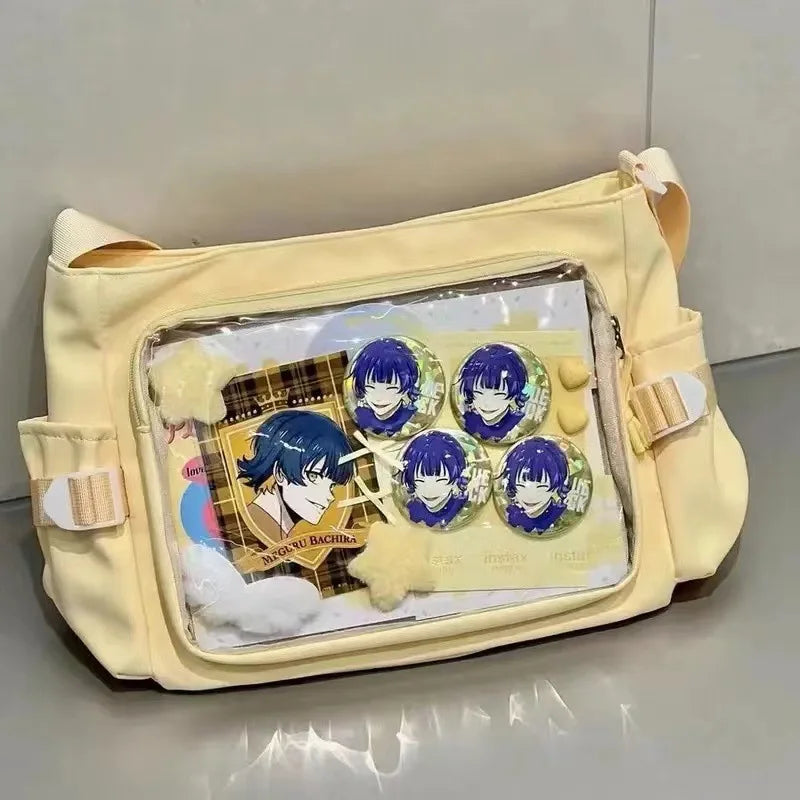 Anime Postcard Display Crossbody Bag Clear Window Messenger Bag