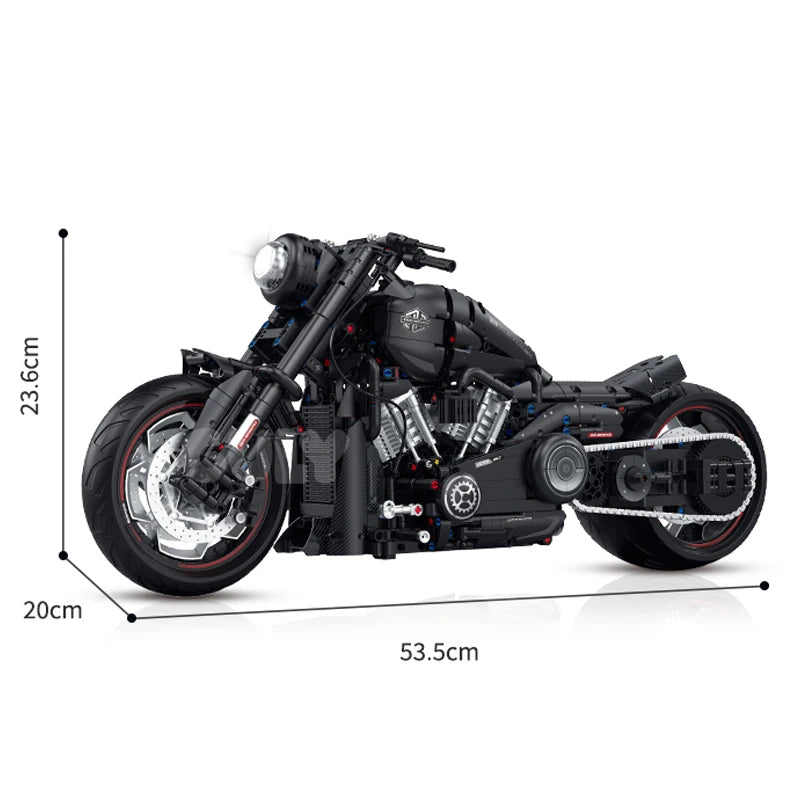 2000-Piece Dark Motorcycle MOC Building Blocks Set – 1:5 Scale Technic Model