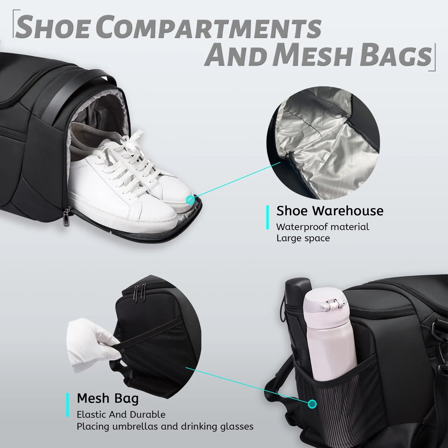 Waterproof Gym Duffel Bag with Shoe Compartment – 21 Inch Travel Bag