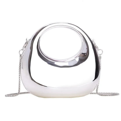 Metallic Half Moon Clutch Bag – Luxury Evening Crossbody