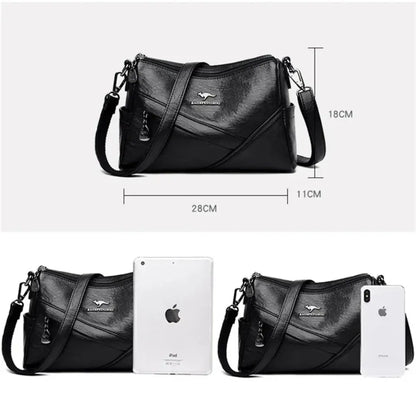 Vintage Soft Leather Crossbody Bag – Multi-Pocket Women's Shoulder Bag