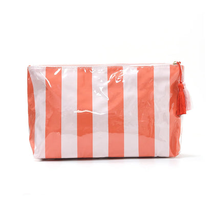 Cosmetic Bag – Large Striped Travel Makeup Pouch with Tassel