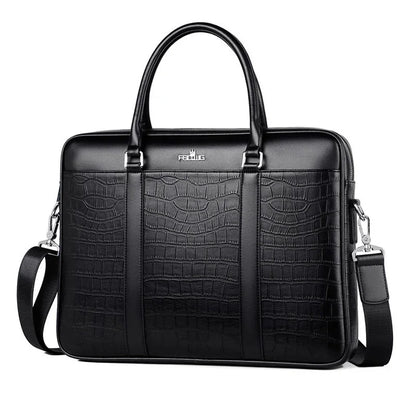 Crocodile Pattern Leather Men's Briefcase – Designer Bag