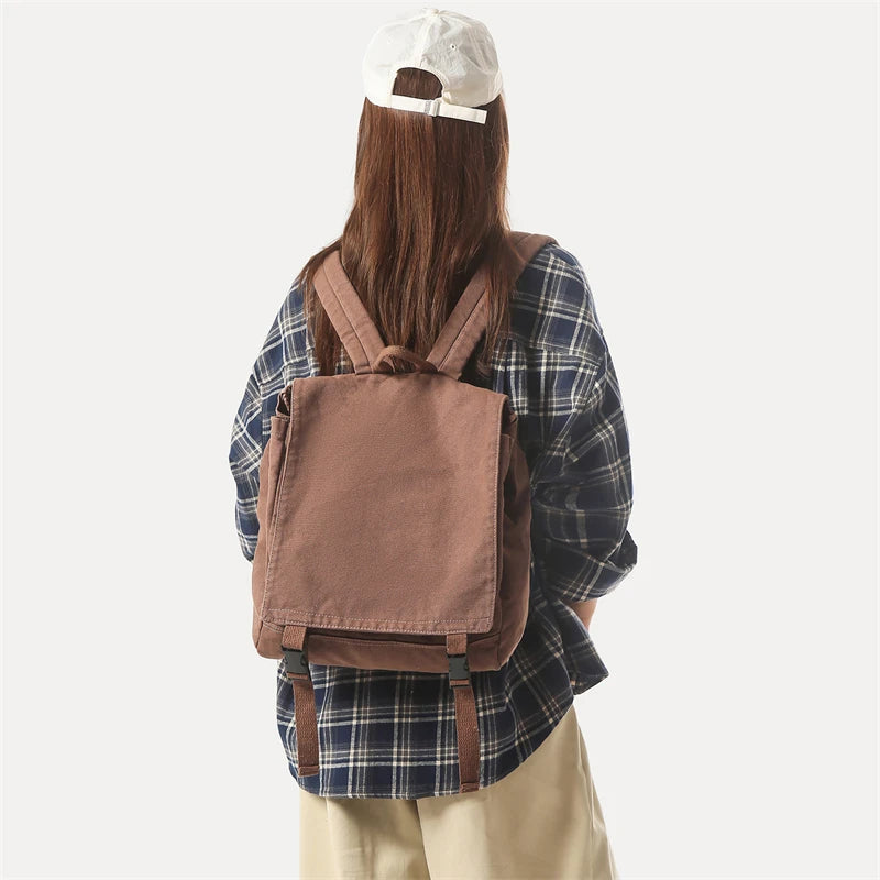 Canvas Backpack for Women – Casual Flip Flap School & Travel Bag