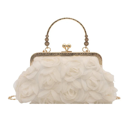 3D Floral Evening Clutch Bag – Women's Chain Shoulder Bag