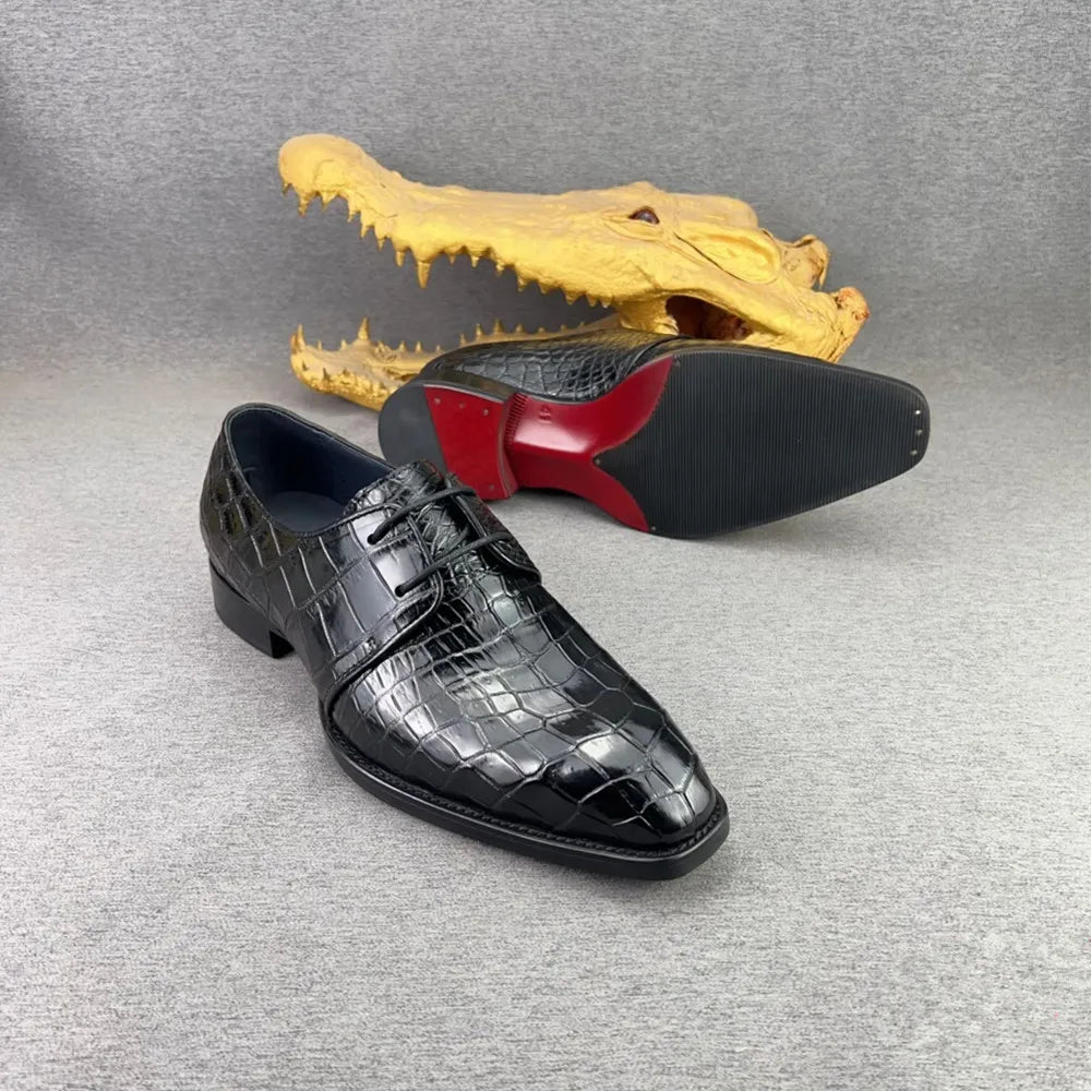 Crocodile Leather Oxford Dress Shoes for Men – Square Toe