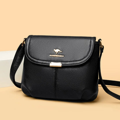 Leather Crossbody Shoulder Bag for Women – Soft Flap Handbag