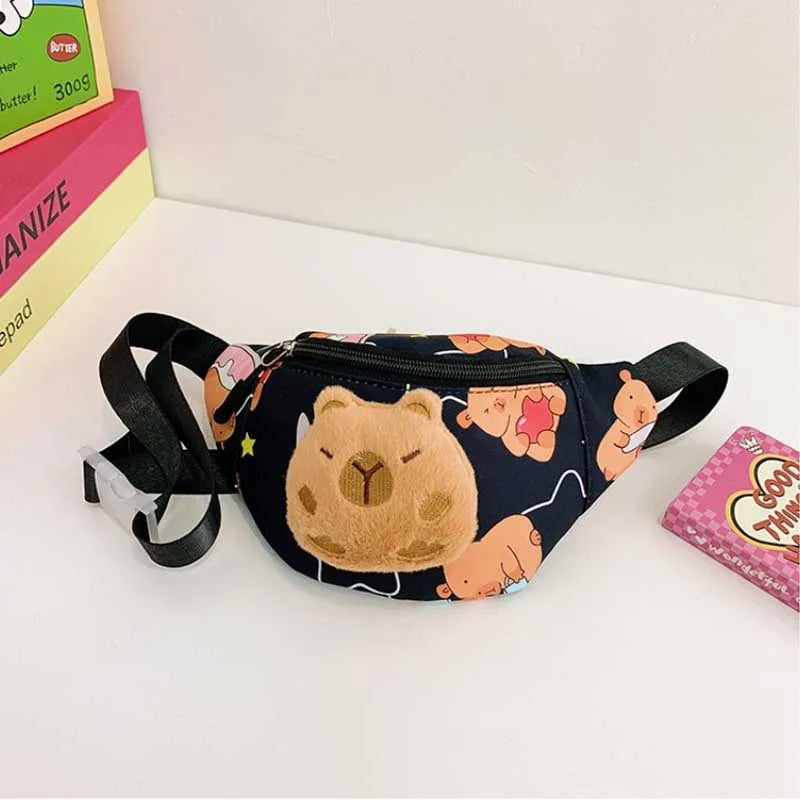 Cute Capybara Kids Fanny Pack – Plush Cartoon Waist Bag