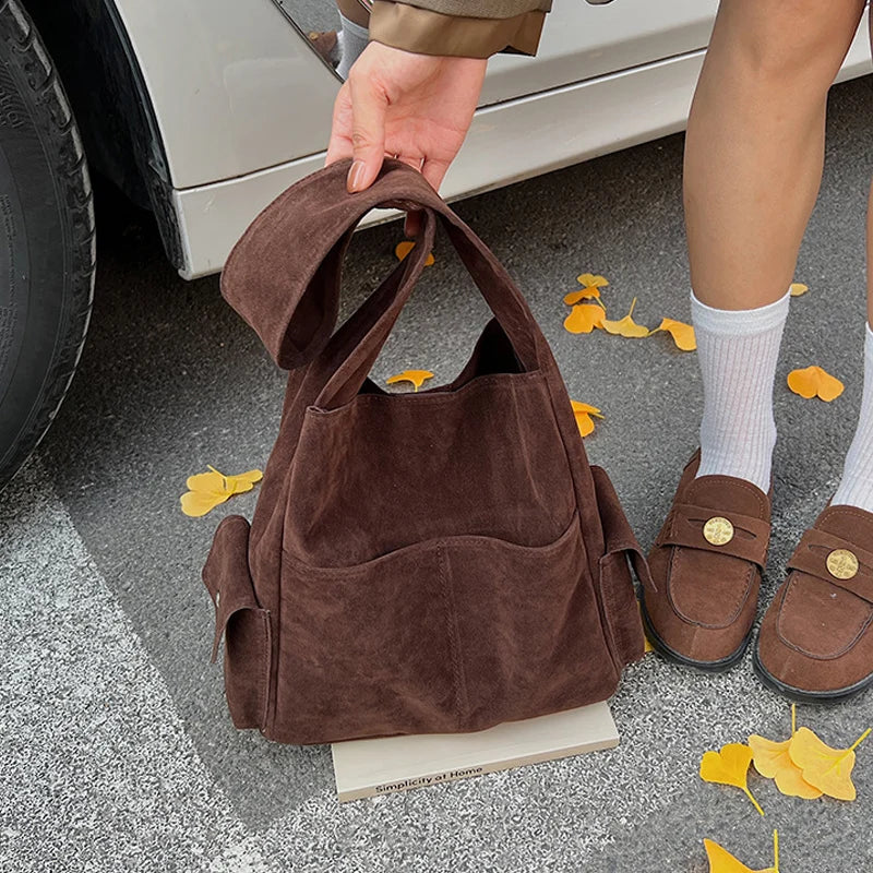 Women's Luxury Suede Tote Bag – Large Crossbody Handbag