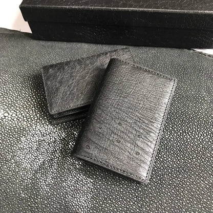 Ostrich Skin Genuine Leather Men's Card Holder Wallet