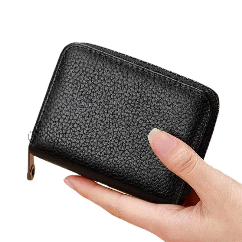 Leather Card Holder Wallet with Zipper – 9 or 18 Slots