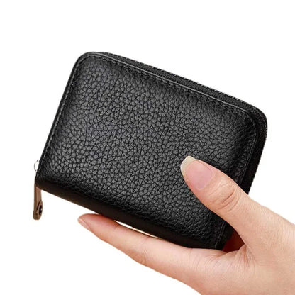 Leather Card Holder Wallet with Zipper – 9 or 18 Slots