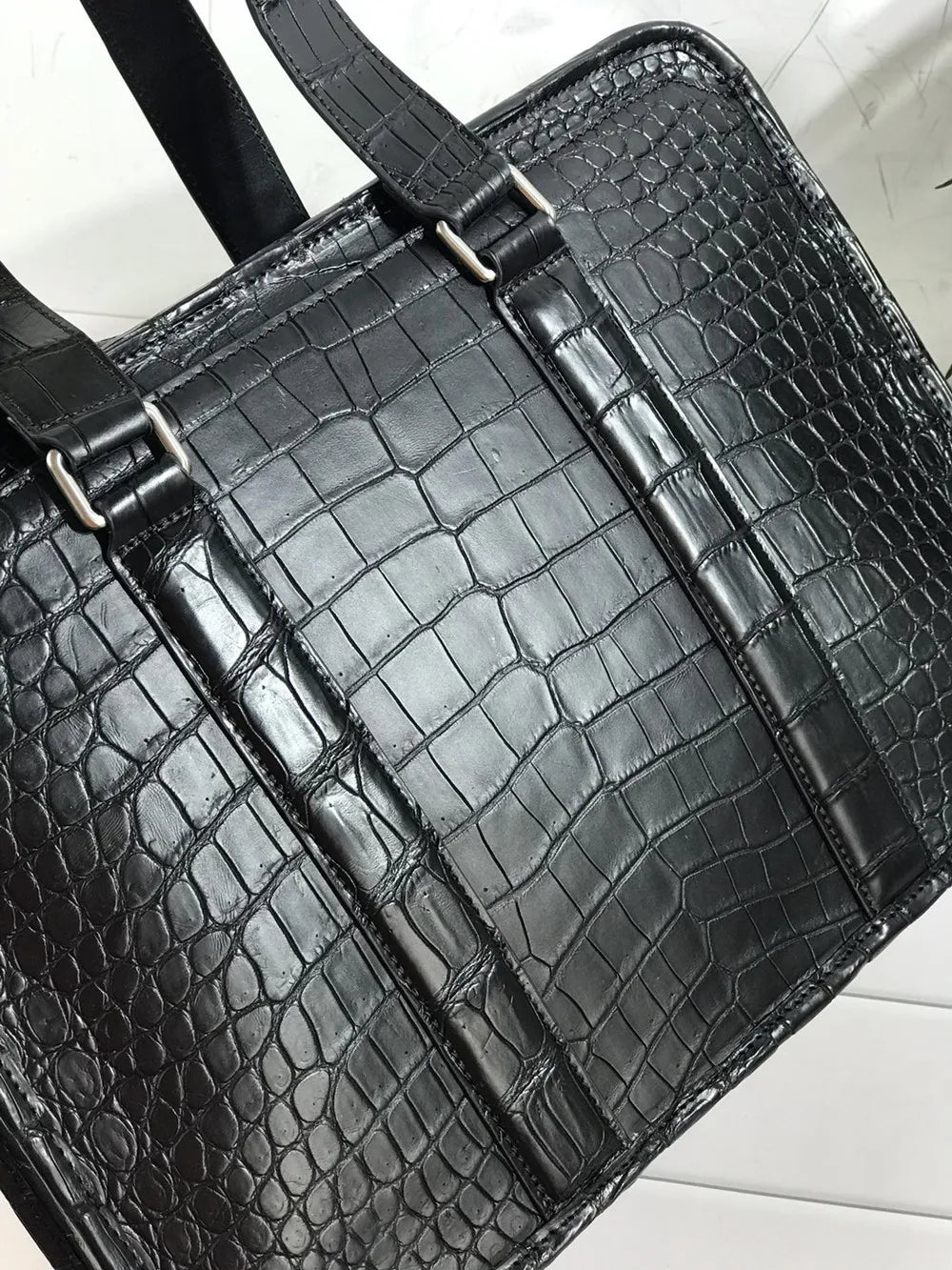 Crocodile Leather Laptop Briefcase – Luxury Men's Bag