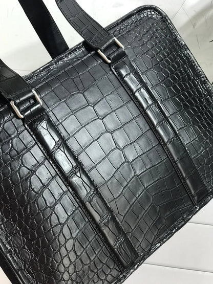 Crocodile Leather Laptop Briefcase – Luxury Men's Bag