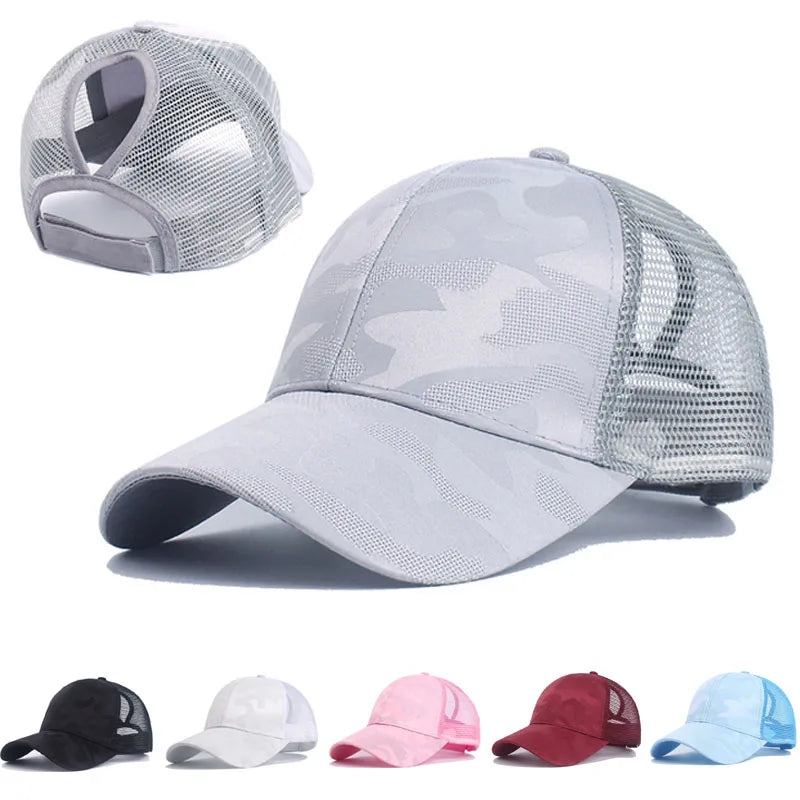Ponytail Baseball Cap for Women – Mesh Breathable Snapback Sun Hat