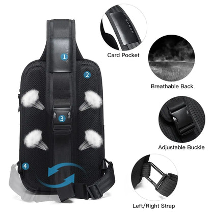 BANGE Men's Anti-Theft Crossbody Sling Bag with USB Charging Port
