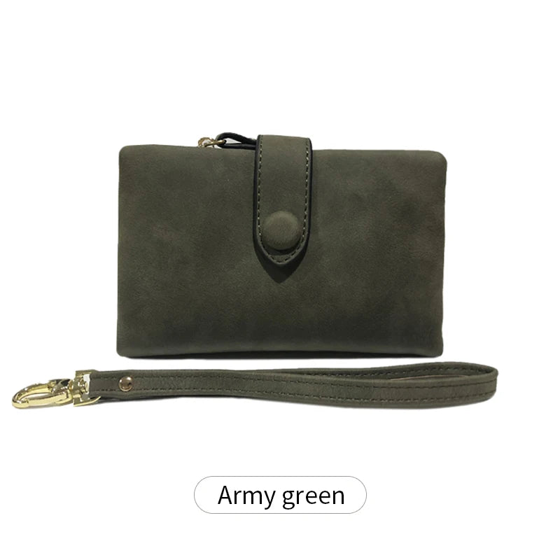 Frosted Tri-Fold Wallet for Women – Cute Multi-Card Slot Wristlet Purse