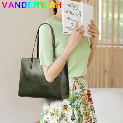 Large Capacity Leather Tote Shoulder Bag for Women