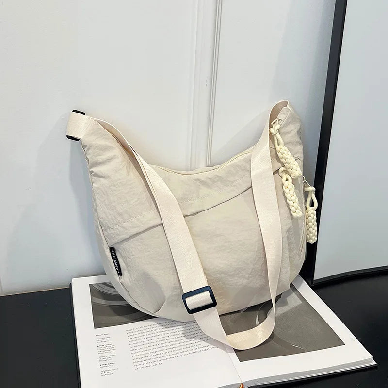 Nylon Crossbody Shoulder Bag for Women – Large Capacity with Zipper