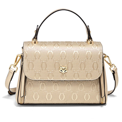 Foxer Lady S Handbag Split Leather Shoulder Bag Light Luxury Crossbody Vintage Commute Female