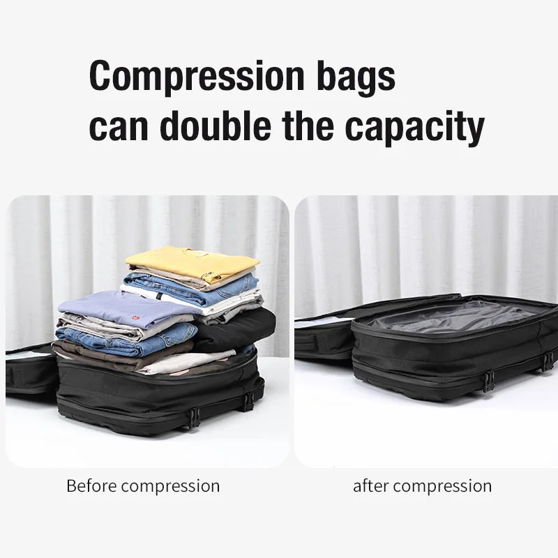 Expandable Laptop Backpack for Men – Vacuum Compression, USB Charging & Large Capacity