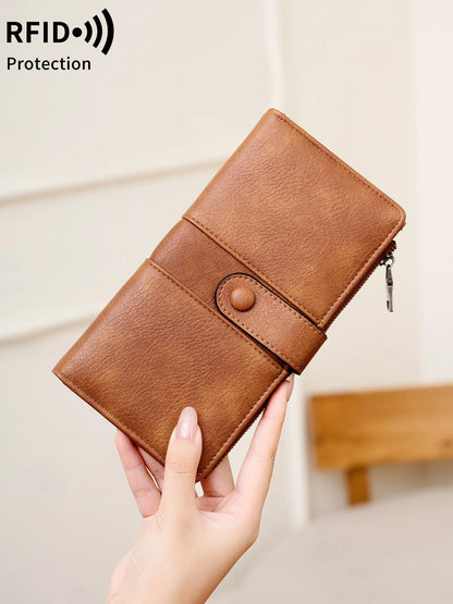 RFID Blocking Long Bifold Wallet for Women