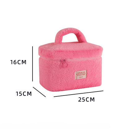 Large Capacity Plush Makeup Bag – Women's Travel Cosmetic Organizer