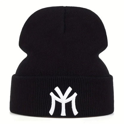 NY Embroidered Knit Beanie – Unisex Winter Hat