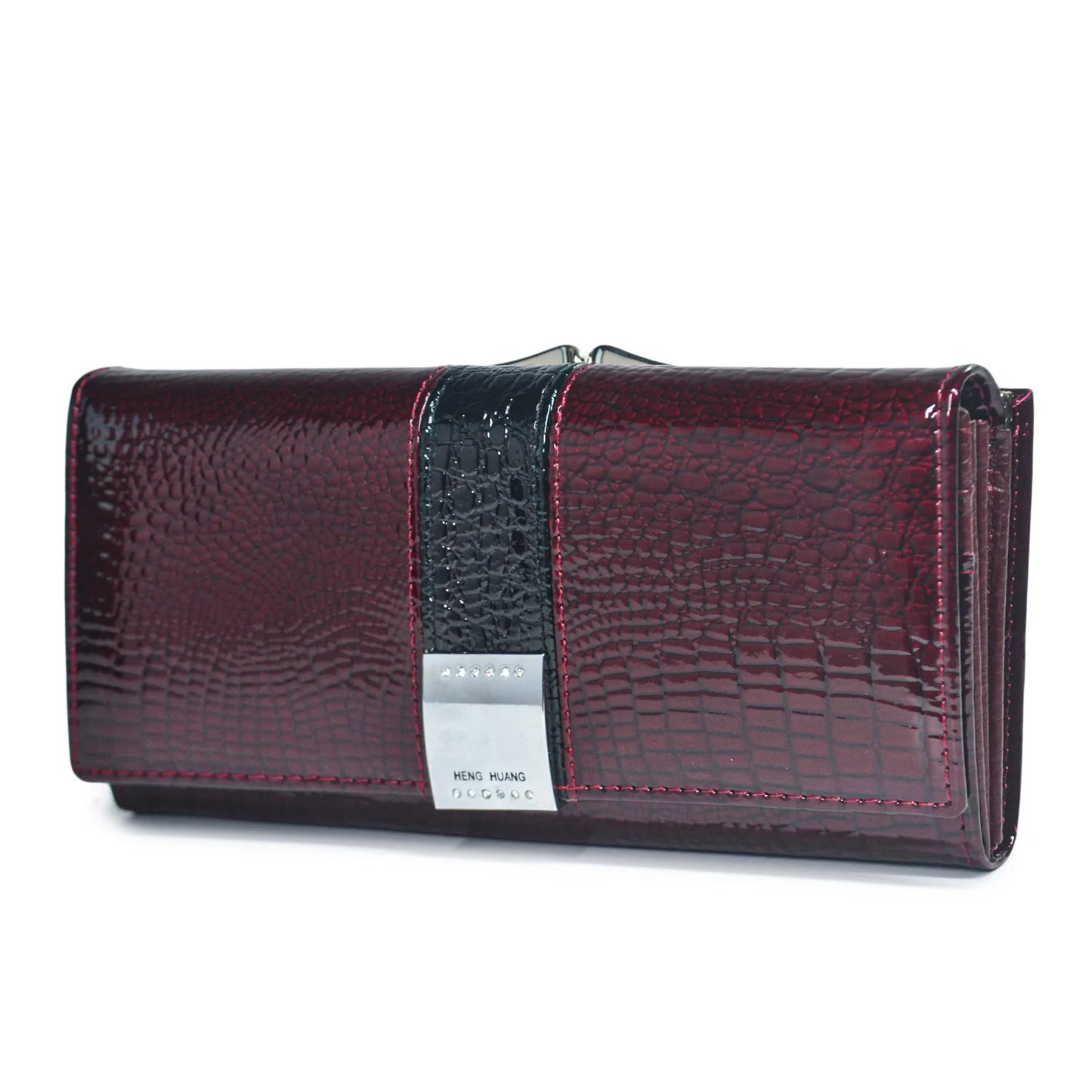 Alligator Patent Leather Long Wallet for Women – Multifunctional Clutch Purse
