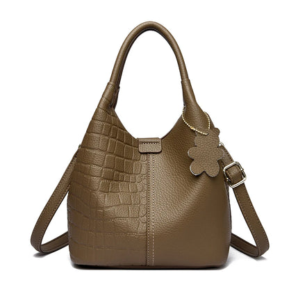 Crocodile-Embossed PU Leather Bucket Bag – Women's Hobo Tote & Crossbody