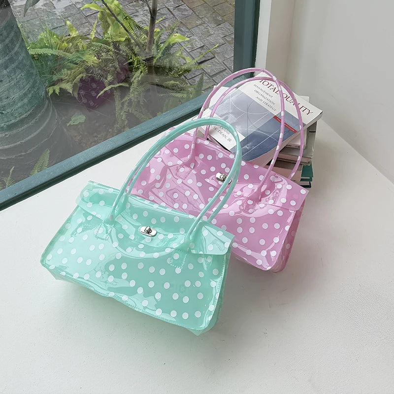 Transparent Pvc Dot Women Handbags Designer Swee Tjelly Bag Lovely Summer Cute Flap Square Bags