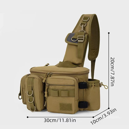 Tactical Fishing Tackle Bag with Rod Holder – Outdoor Waist Pack