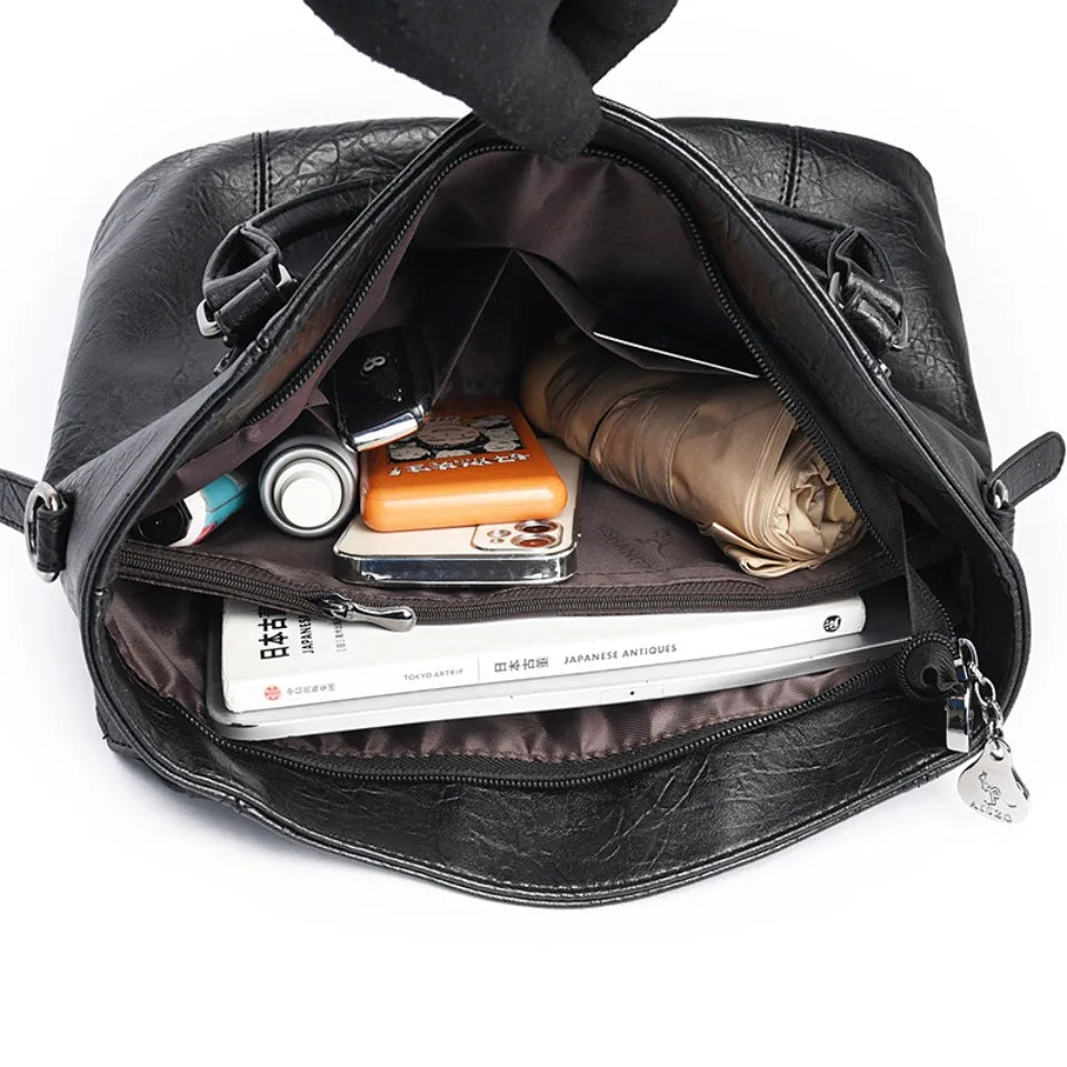 Large Leather Top-Handle Handbag for Women – Crossbody Tote