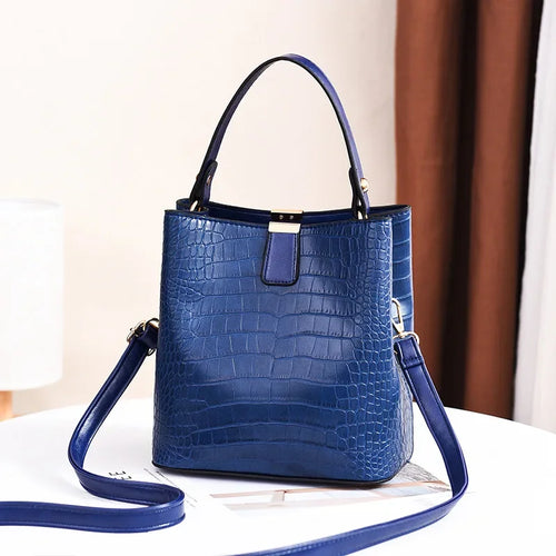 Crocodile Pattern Bucket Bag for Women – Large Crossbody Handbag
